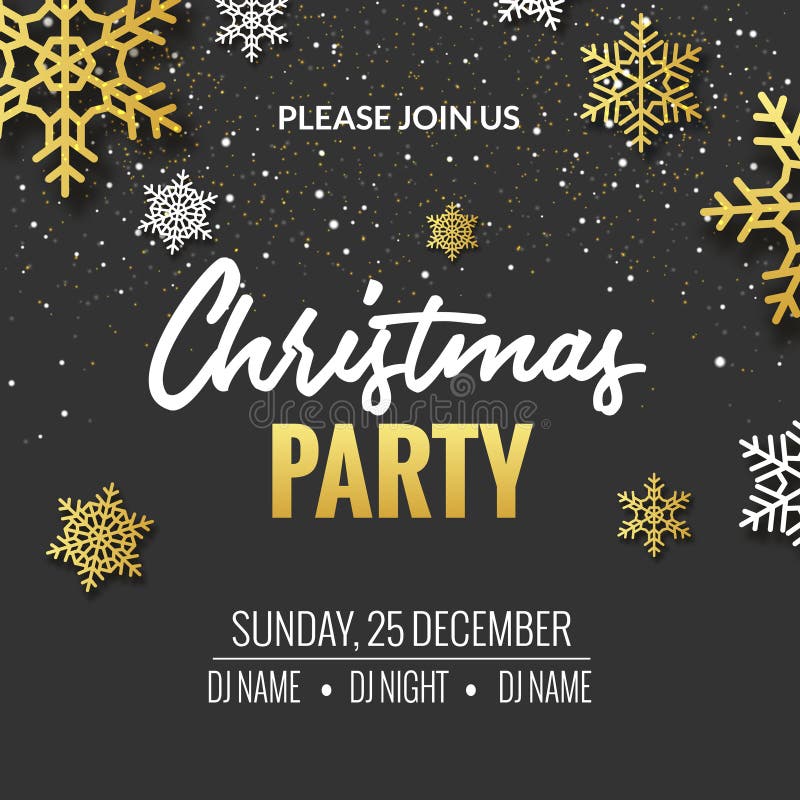 Christmas Party Poster Invitation Decoration Design. Xmas Holiday ...