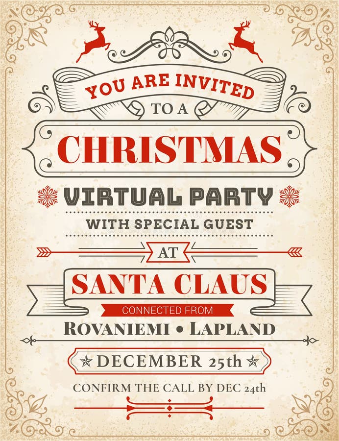 Christmas Virtual Party Invitation Template Stock Vector Illustration