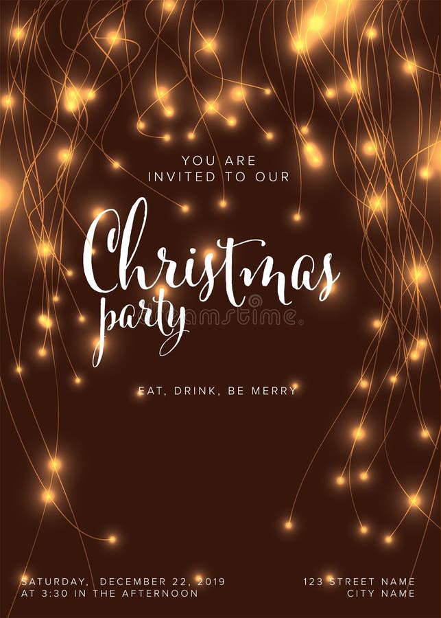 Christmas Party Invitation Template Layout with Handdrawn Season ...