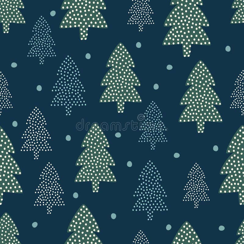 Christmas pattern - Xmas trees and snow.