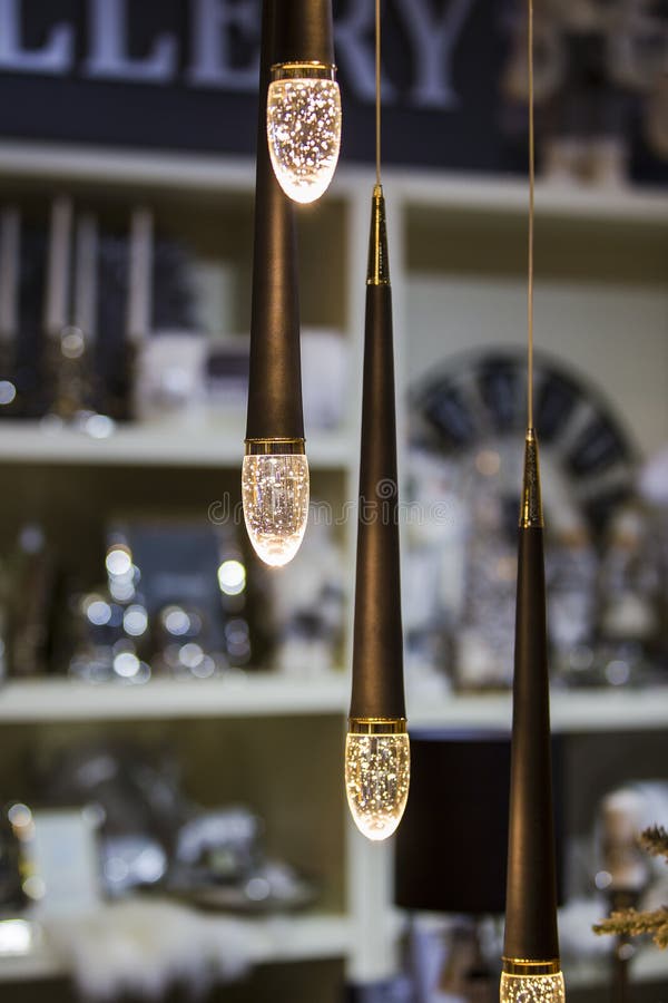 Christmas Pendant Lamp, Candleshaped Light Bulbs Stock Photo Image of abstract, celebration