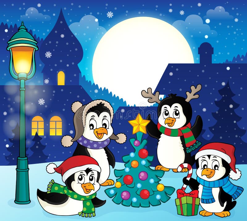 Christmas Penguins Theme Image 1 Stock Vector Illustration of concept
