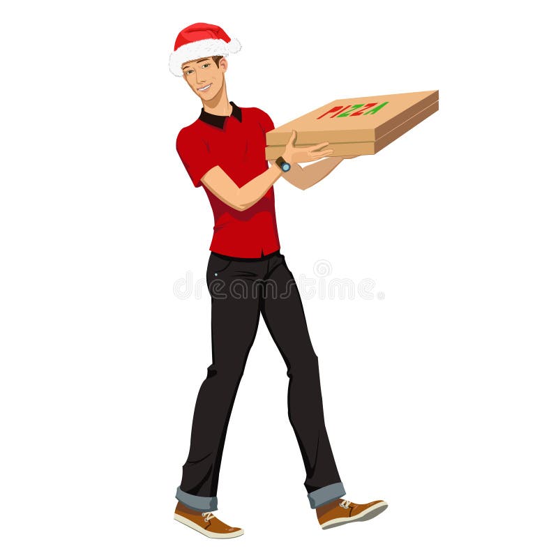 Christmas pizza delivery stock vector. Illustration of student 82816550