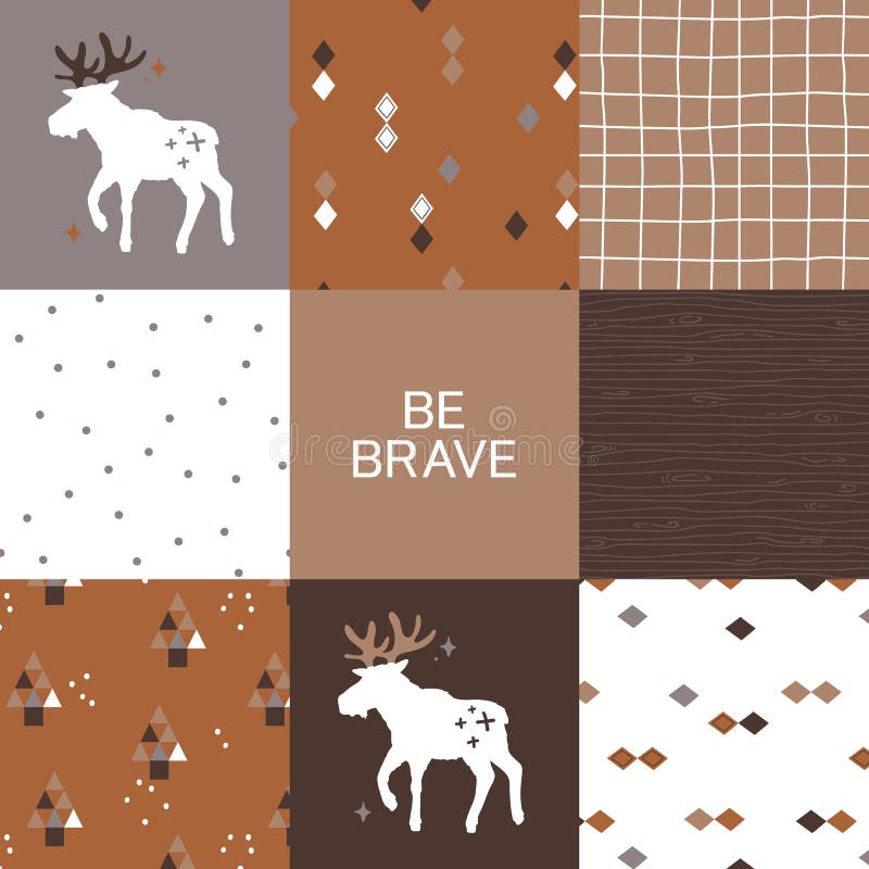 Christmas plaid pattern moose stock illustration