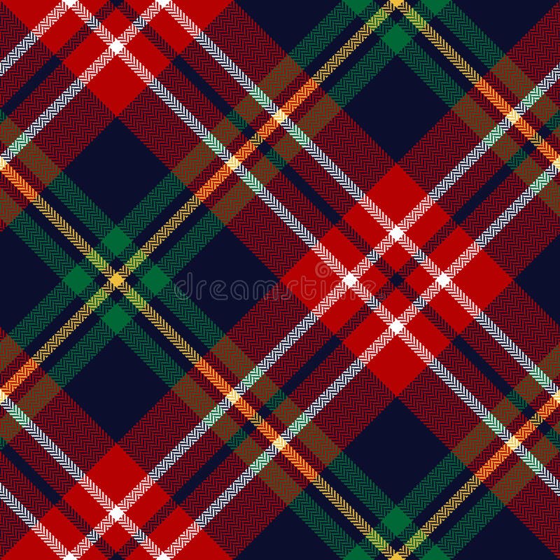 Seamless Royal Stewart tartan plaid pattern. Christmas and New Year pixel  check vector in red, blue, green, yellow, black, white for gift paper,  tablecloth, other modern winter textile print. Stock Vector