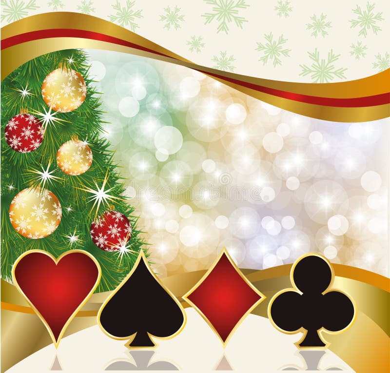Christmas poker casino card, vector illustration. Golden poker vectors
