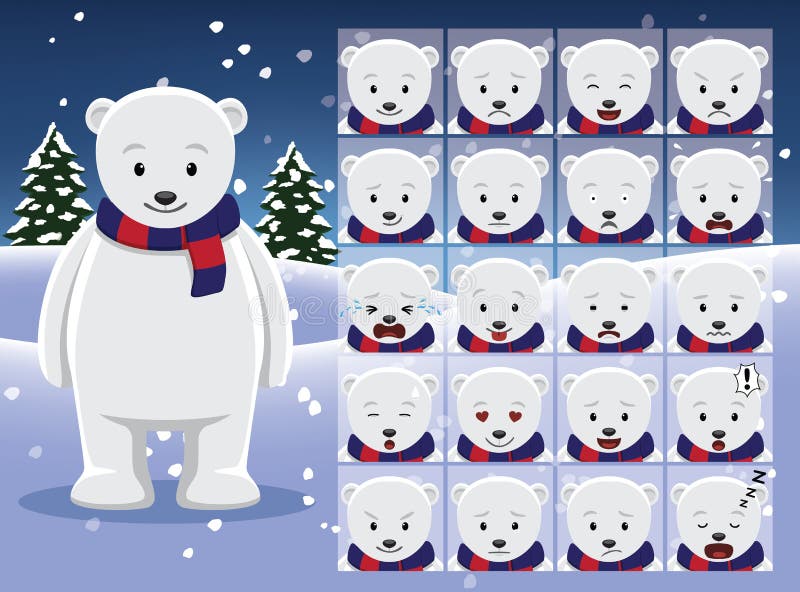 Download Christmas Polar Bear Cartoon Emotion Faces Vector ...