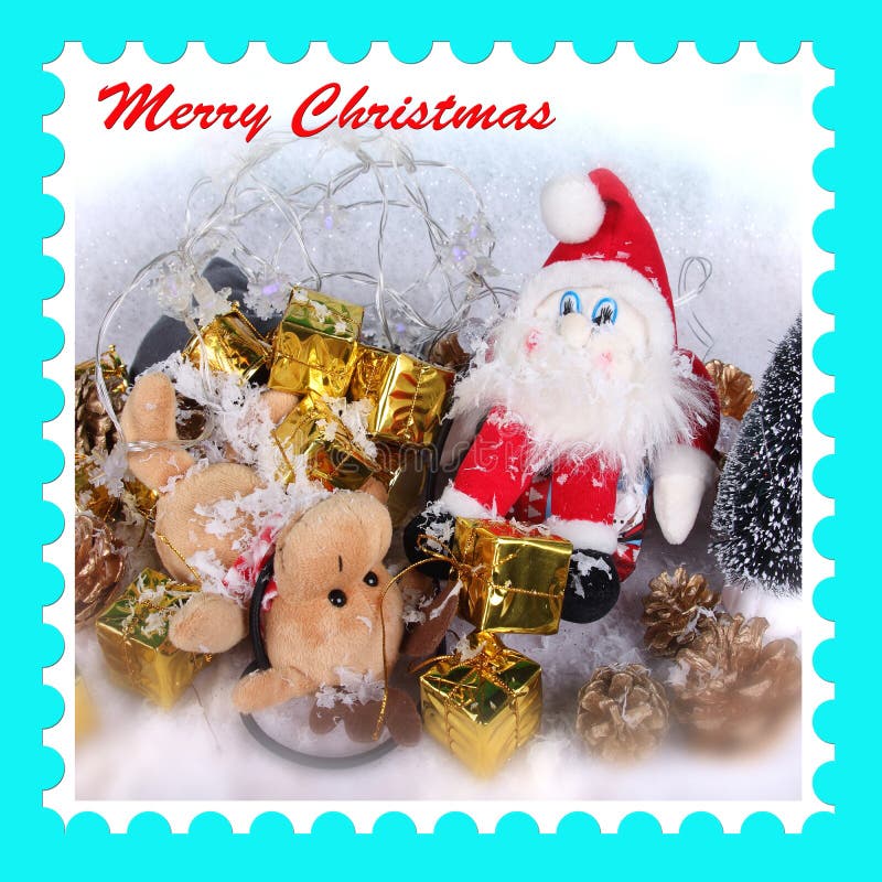 Christmas postage stamp with photograph of Santa Claus stock photo Christmas postage stamp with photograph of Santa Claus stock photo