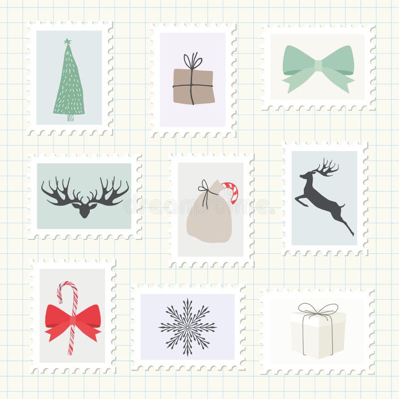 Christmas Postmark Collection Stock Vector Illustration of card