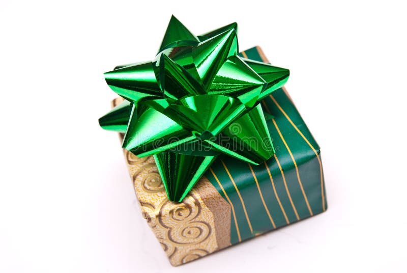 Christmas Present with Green Bow Stock Image Image of decorative