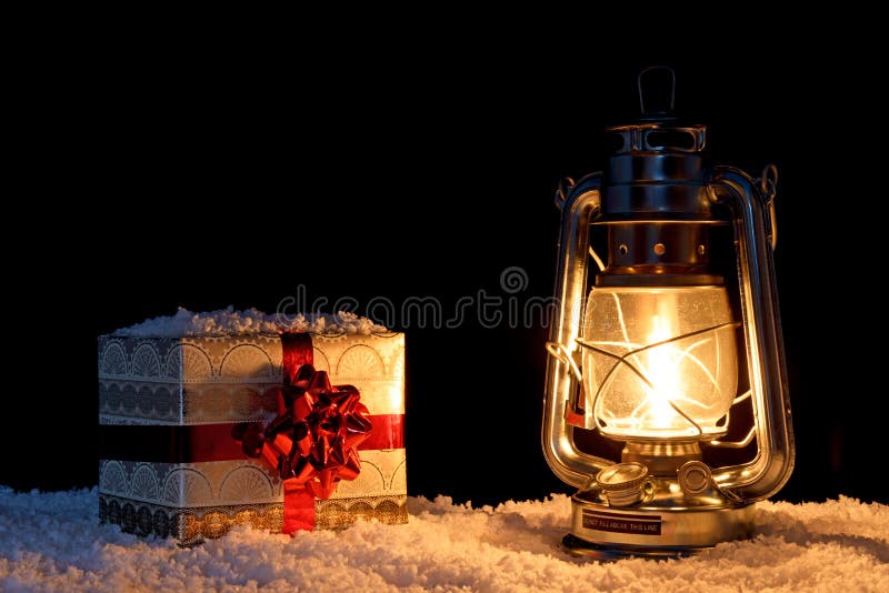 Glowing Lantern Christmas Night Stock Image - Image of christmas ...