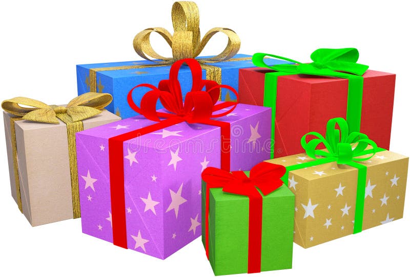 Christmas Presents, Gifts, Packages, Isolated