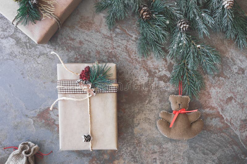 Christmas presents and teddy bear