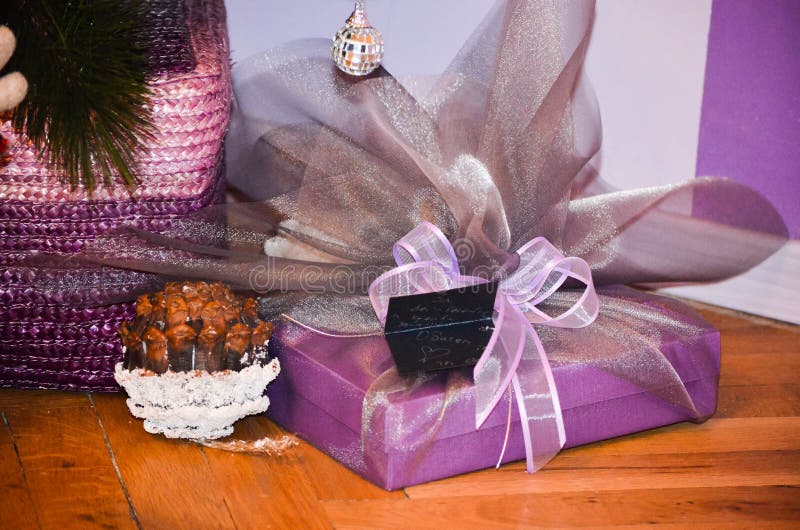 Christmas purple gift stock photo Christmas purple gift stock photo
