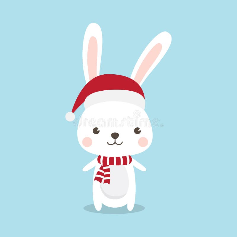 Christmas Rabbit Cartoon Character. Stock Vector - Illustration of card