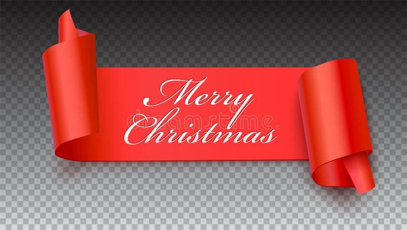 Christmas red banner with greeting text, 3D illustration.