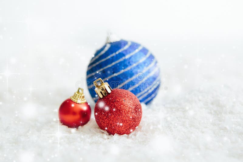 Christmas Red and Blue Balls on Abstract Background Beautiful Christmas ...