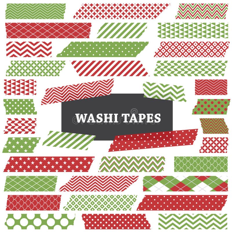 Christmas Red and Green Washi Tape Strips Clip Art