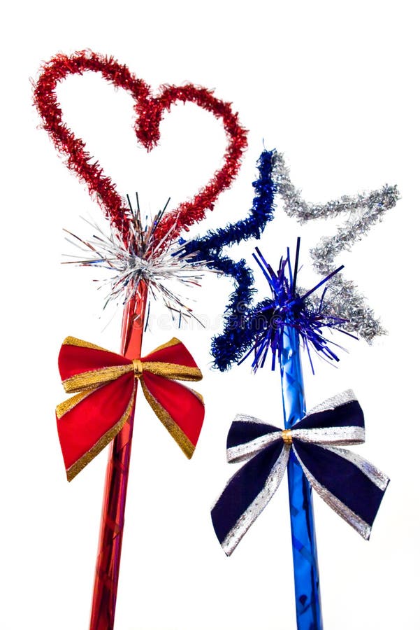 Christmas red heart and blue star royalty free stock photos