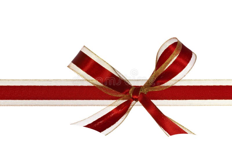 Christmas red ribbon,isolated on white