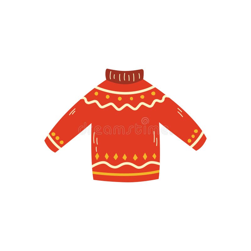 Christmas Red Sweater, Festive Clothes, Vector Illustration on a White ...
