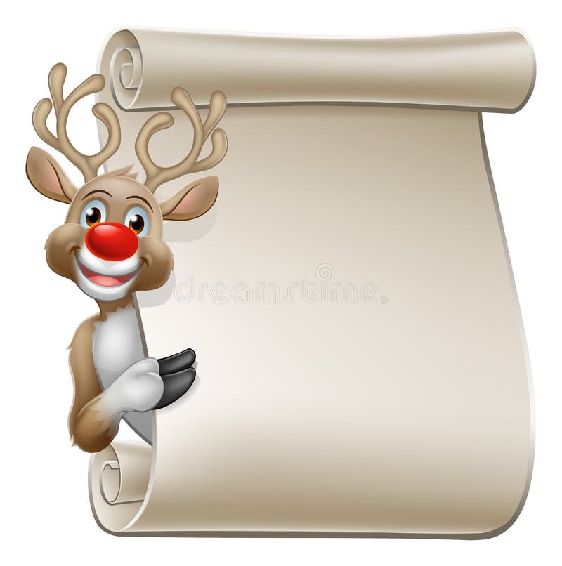 Christmas Reindeer Cartoon Character Scroll