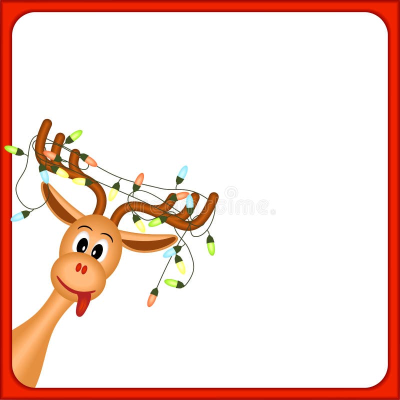 Funny Reindeer with Christmas Lights Stock Vector Illustration of