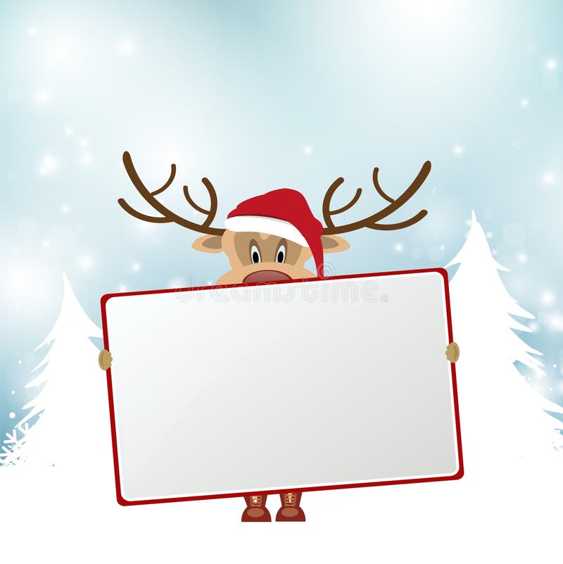 Christmas reindeer holding blank sign vector illustration Christmas reindeer holding blank sign vector illustration