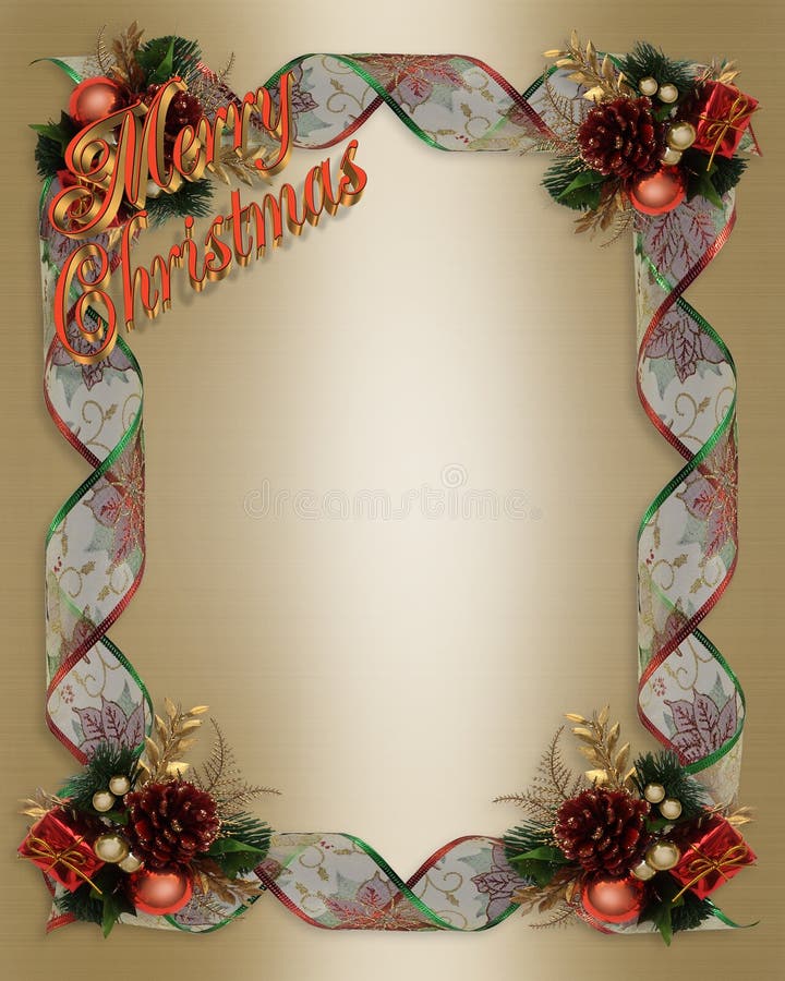 Christmas Ribbons Frame 3D Text Stock Illustration - Illustration of ...