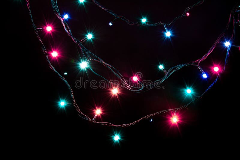 Christmas Romantic Decorative Garland Lights Frame on Black Background with  Copy Space Stock Photo - Image of bulb, green: 81450492