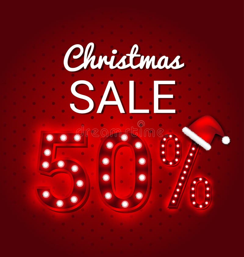 Christmas sale 50 Percent retro sign