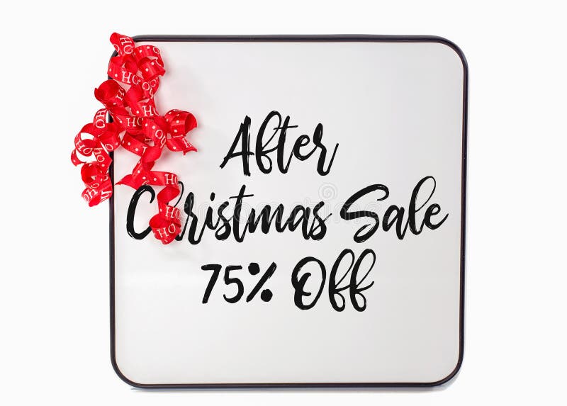 After Christmas sale sign on whiteboard