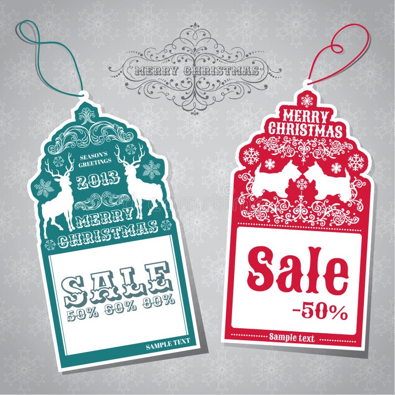 Christmas Round Banners with Sale Offer, Vector Stock Vector ...
