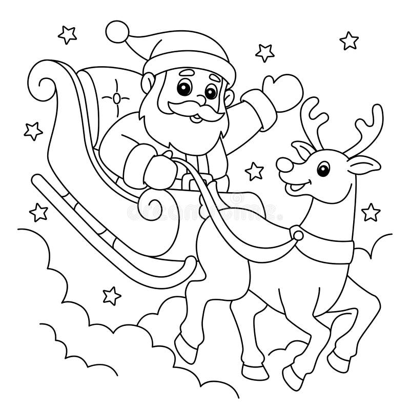 santa claus and rudolph coloring pages