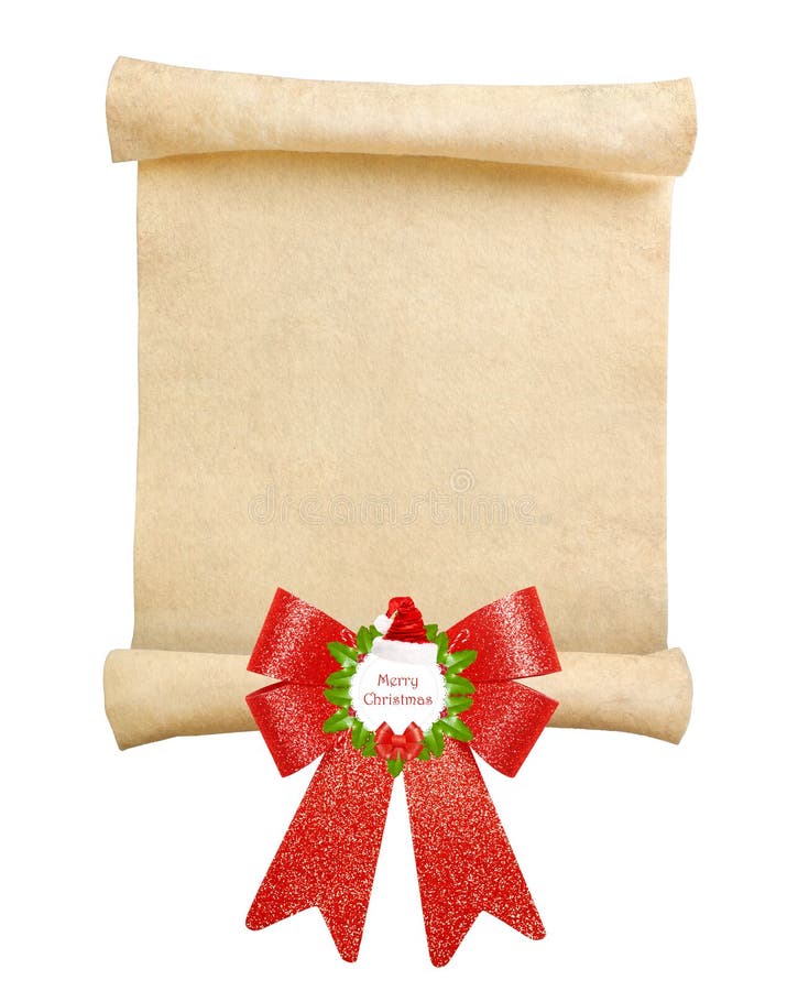 Christmas Scroll With Big Red Bow Stock Illustration - Illustration of