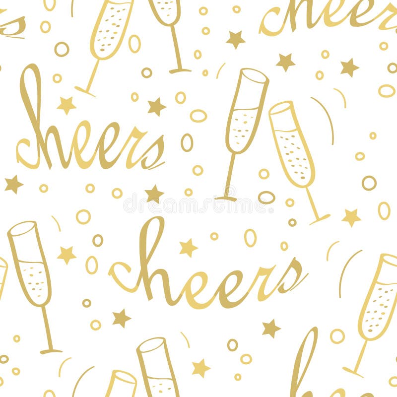 Christmas seamless background with champagne.