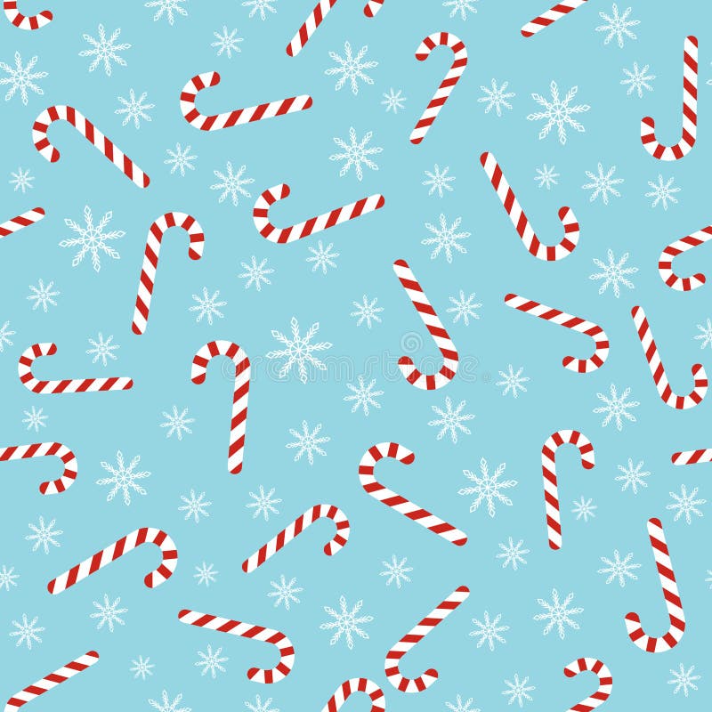 Christmas Seamless Blue Pattern With Candy Canes Stock Vector ...