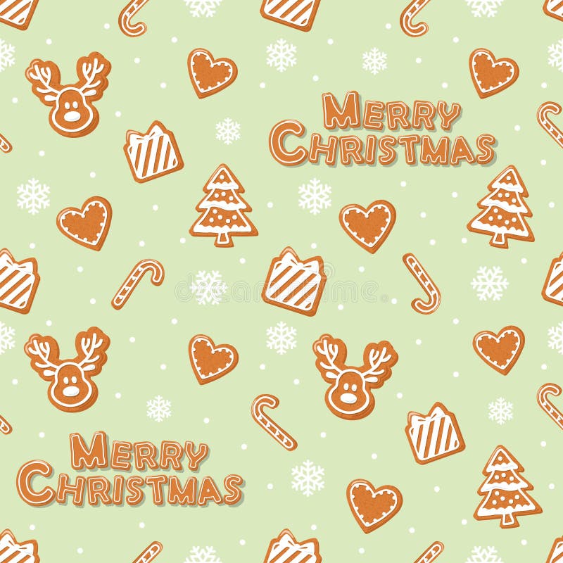 Christmas seamless background. Colorful Gingerbread cookies. Bright  traditional pattern for wrapping paper, banners, pajamas. Cute design  elements isolated on white. Vector Stock Vector by ©cutelittlethings  318276980