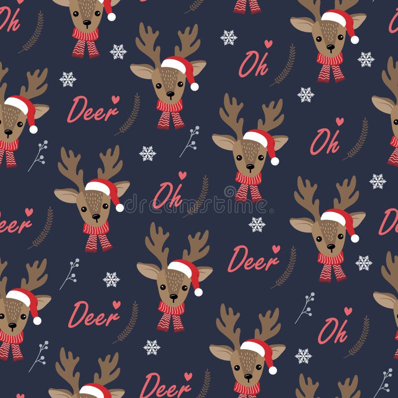 Christmas Seamless Pattern with Reindeer Background, Winter Pattern ...