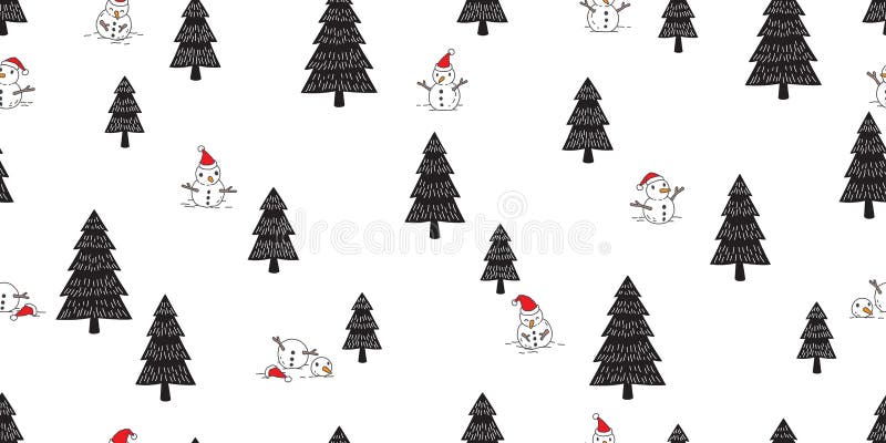 Christmas Seamless Pattern Santa Claus Vector Snowman Tree Wood ...