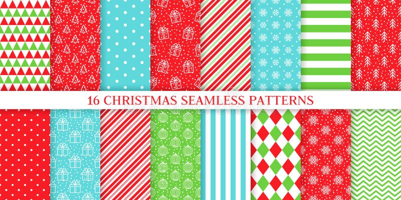 Christmas seamless pattern.  Vector illustration. Collection festive backgrounds