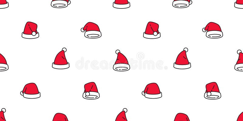 Christmas Seamless Pattern Vector Santa Claus Hat Xmas Scarf Isolated ...