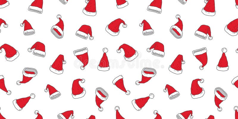 Christmas Seamless Pattern Vector Santa Claus Hat Xmas Scarf Isolated ...