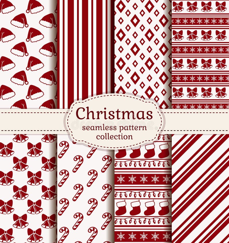 Christmas seamless patterns. Vector set.