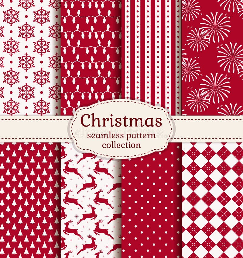 Christmas seamless patterns. Vector set.