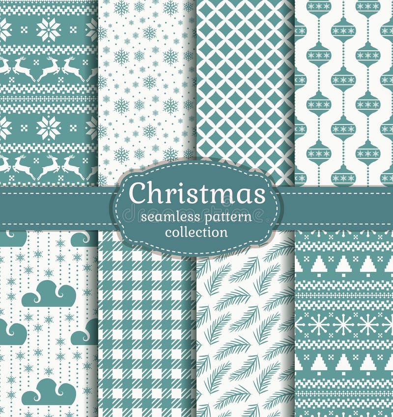 Christmas seamless patterns. Vector set.