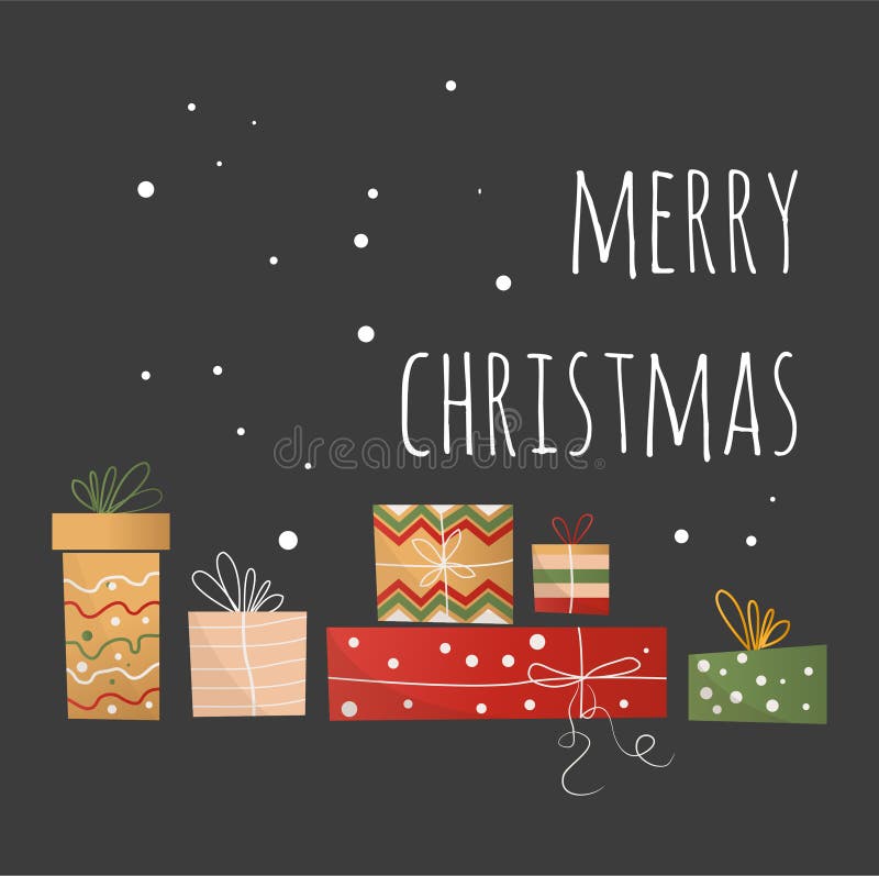 Christmas set of bright beautiful gifts in colored packages vector illustration