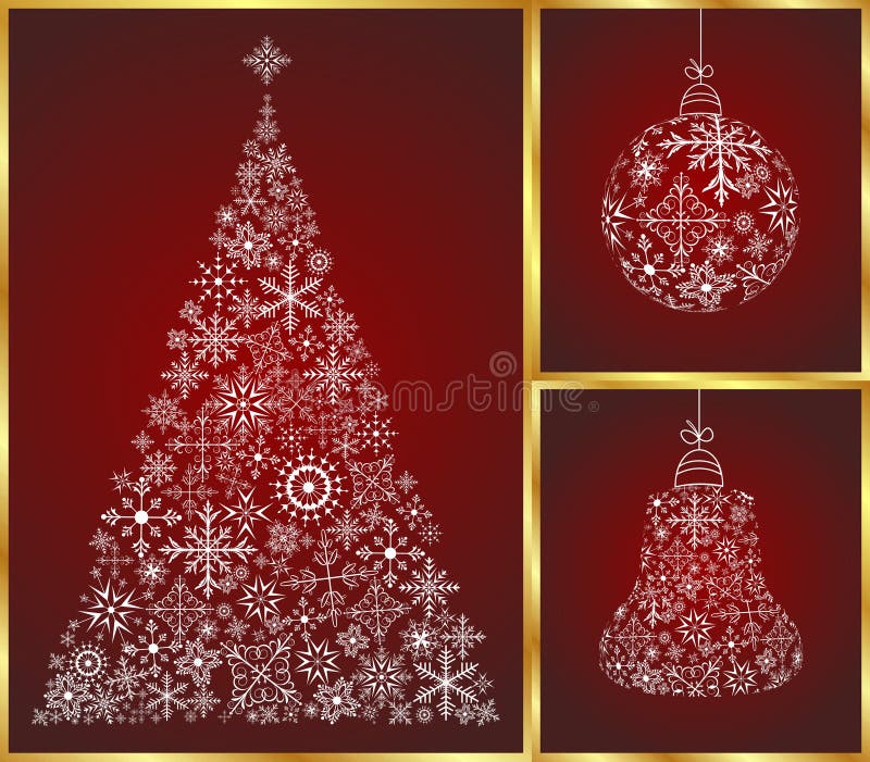 Christmas set pine, ball and bell