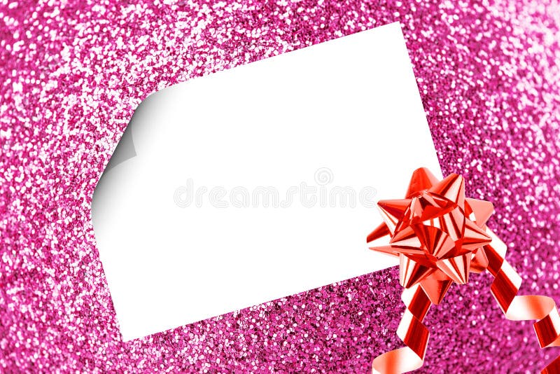 Christmas Sheet of Paper with Bow and Ribbons Stock Image Image of