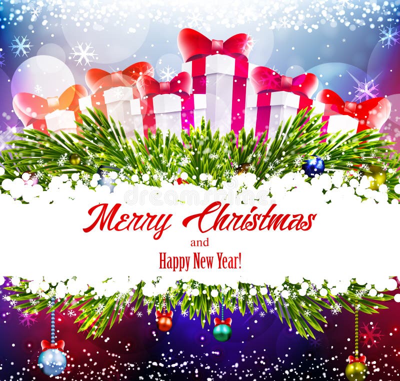 Christmas shiny background with gifts